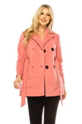 Women Rose Double Breasted Fleece Coat with Removable Belt  (S-XL) $14 (2X-3X) $15 Per piece WJ24525