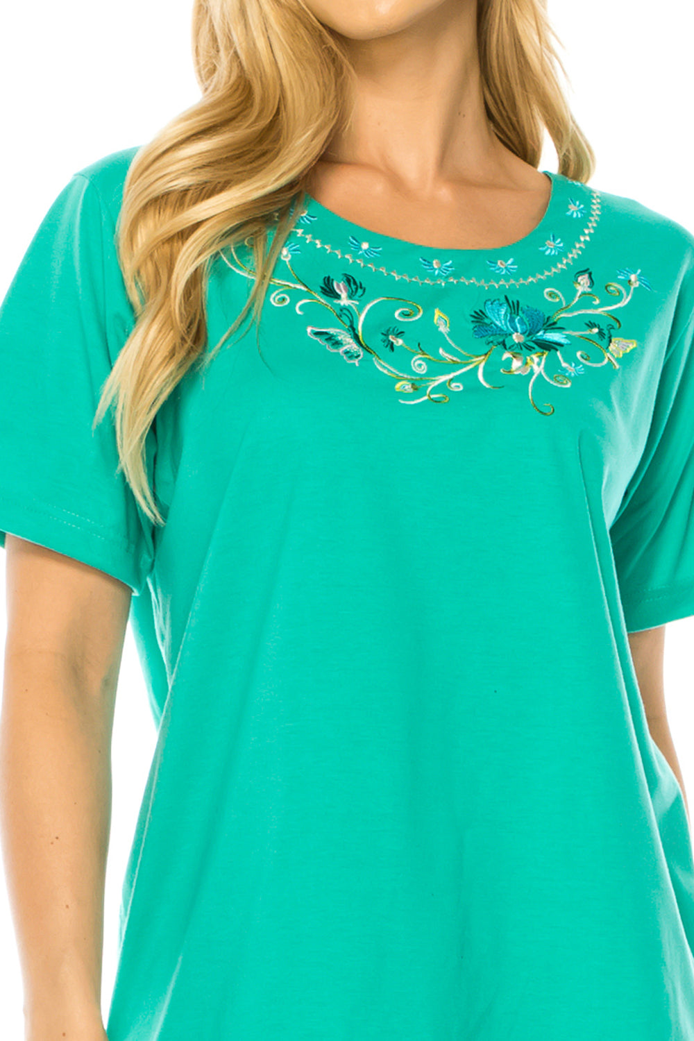 Women's Short Sleeve  Floral Embroidered and Matching Capri Set (S-3X) $12.00 Per Set. WS17 Option A