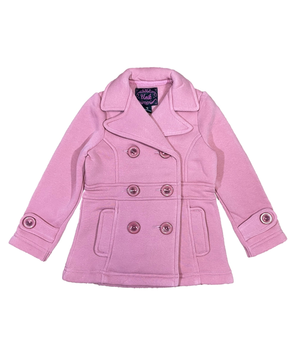 Girl Fleece Pea Coat With Buttons - Rose  (2-4) $9.50 and (S-XL) $10.50 Per Piece. GJ16107