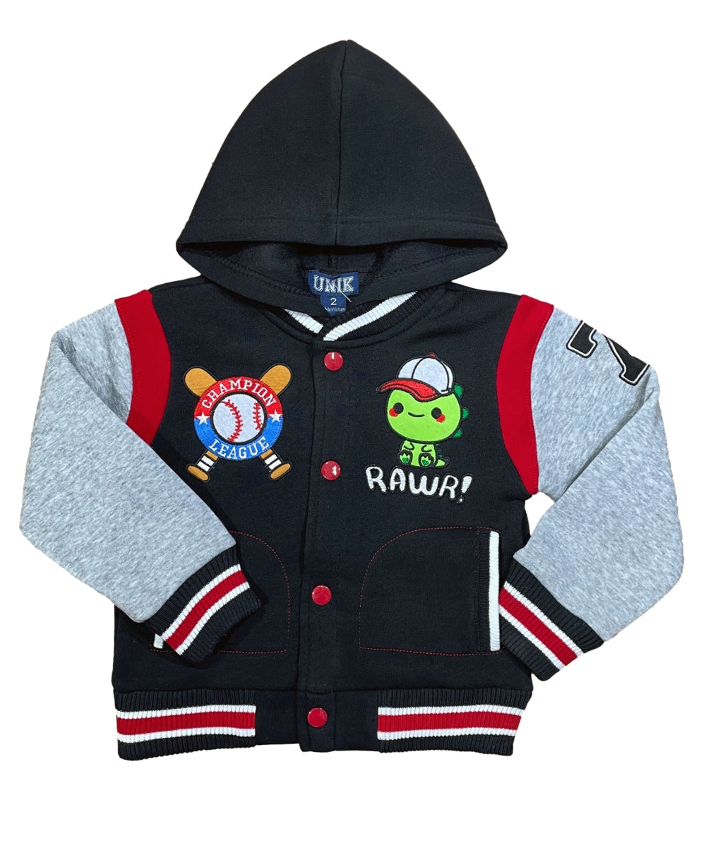 Varsity Jacket Dino With Hoodie (12M-24M) $7.50 & (2-4) $8.50 Per Piece