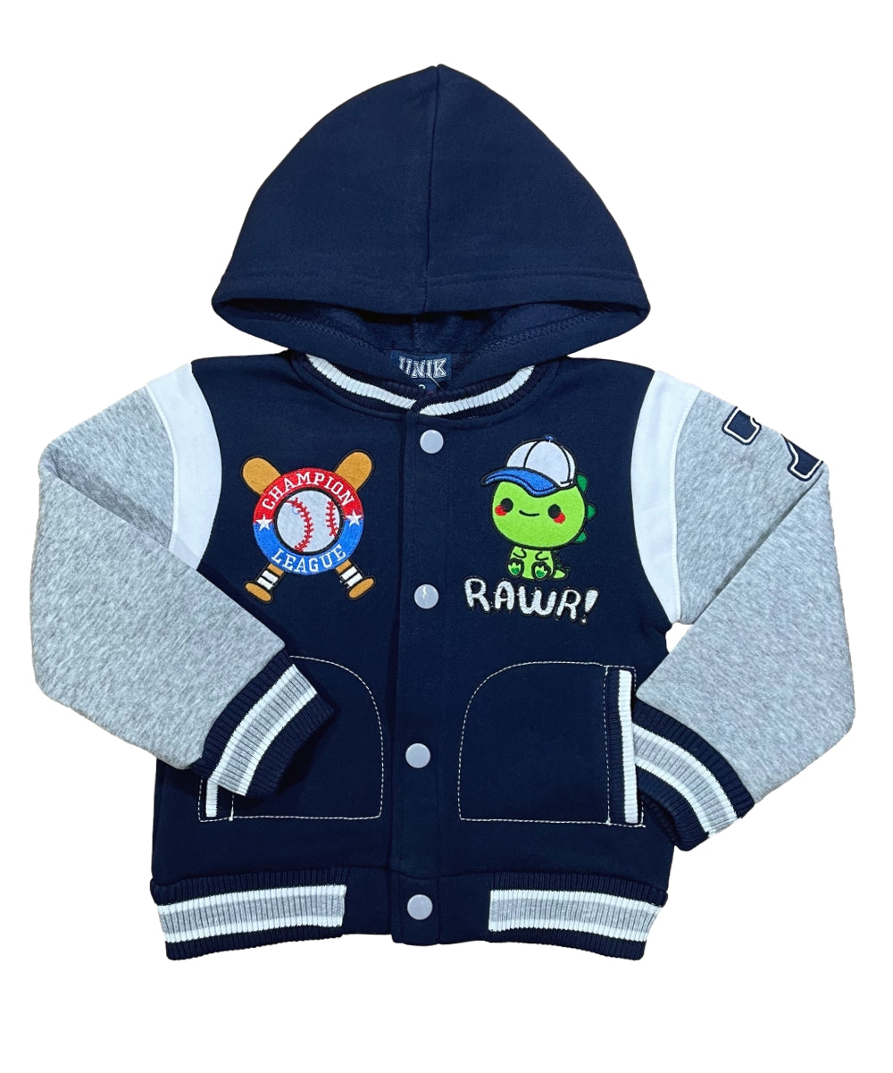Varsity Jacket Dino With Hoodie (12M-24M) $7.50 & (2-4) $8.50 Per Piece