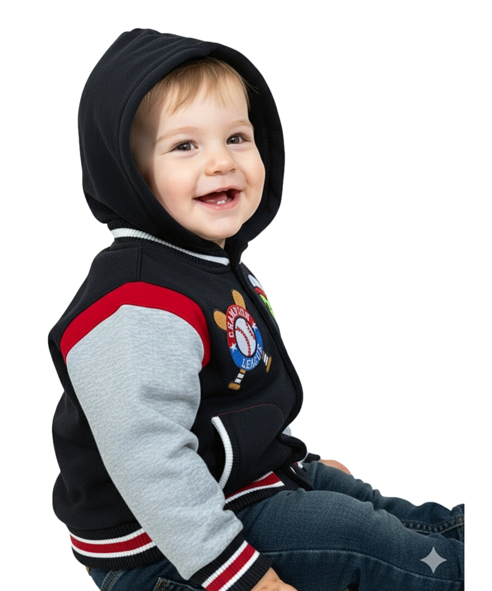 Varsity Jacket Dino With Hoodie (12M-24M) $7.50 & (2-4) $8.50 Per Piece