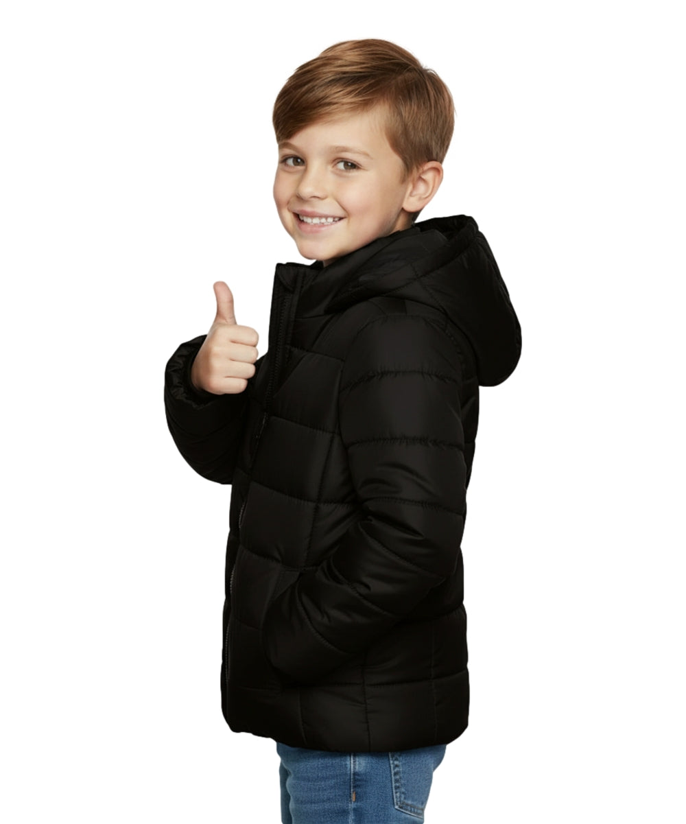 Boys Zipper Hooded Puffer Jacket - Black (2-4), (S-XL) $12.00 - $13.00 Per Piece BJ2077