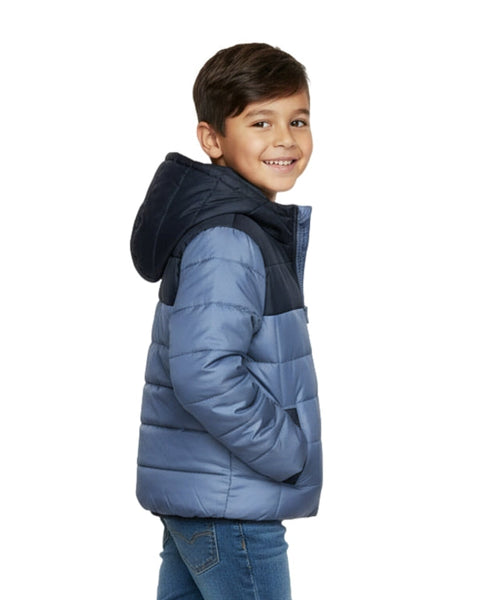 Boys Zipper Hooded Puffer Jacket - D. Grey (2-4), (S-XL) $12.00 - $13.00 Per Piece BJ2077
