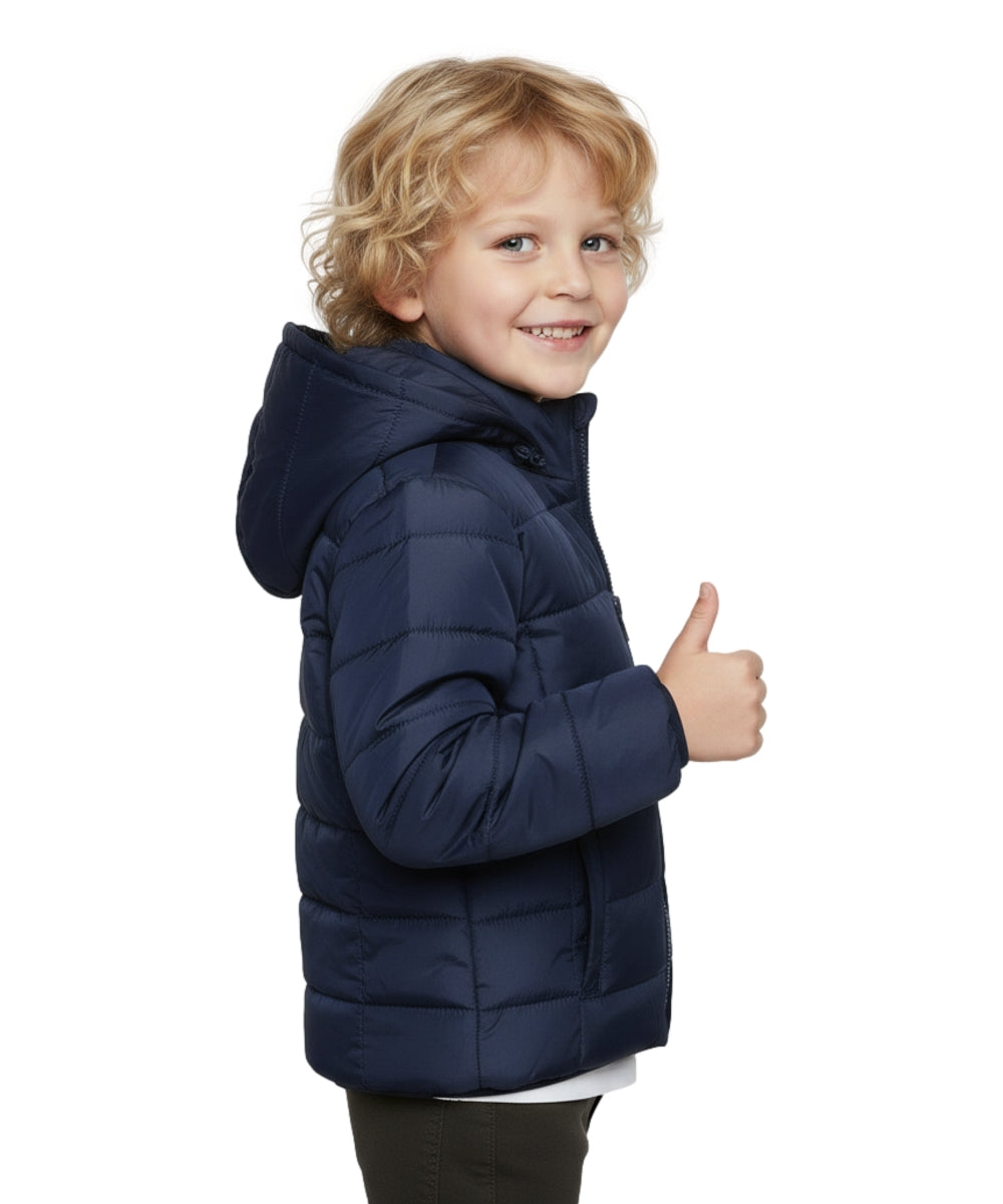 Boys Zipper Hooded Puffer Jacket - Navy (2-4), (S-XL) $12.00 - $13.00 Per Piece BJ2077