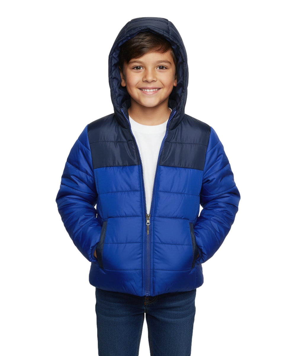 Boys Zipper Hooded Puffer Jacket - Royal Blue (2-4), (S-XL) $12.00 - $13.00 Per Piece BJ2077