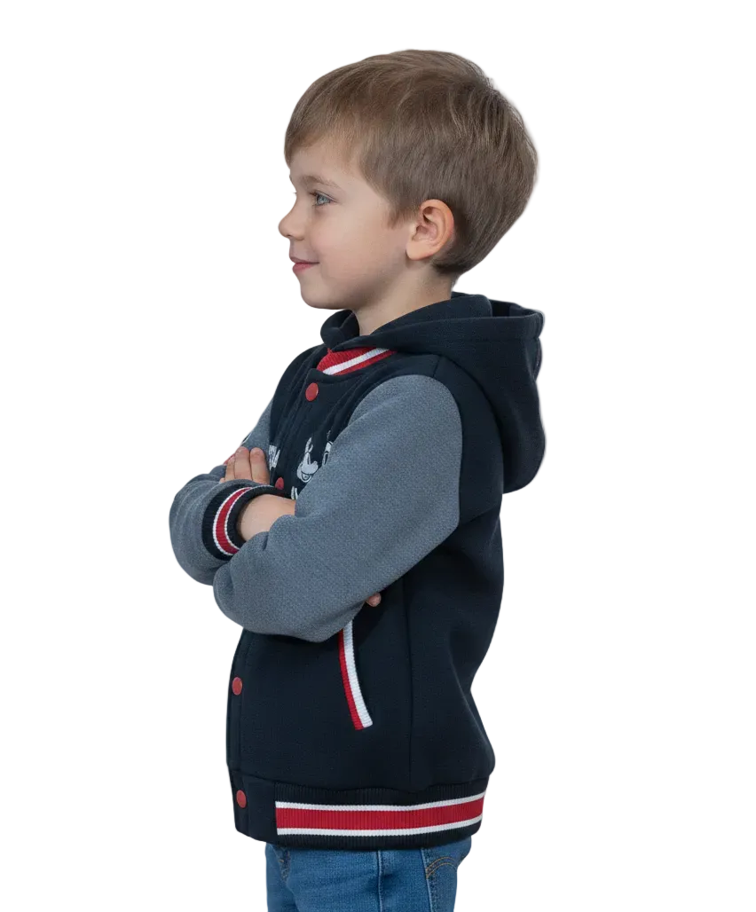 Boys Steamboat Embroidered Varsity Hooded Jacket  - Charcoal (2-4), (S-XL) $9.50-$10.50 Per Piece BJ2458