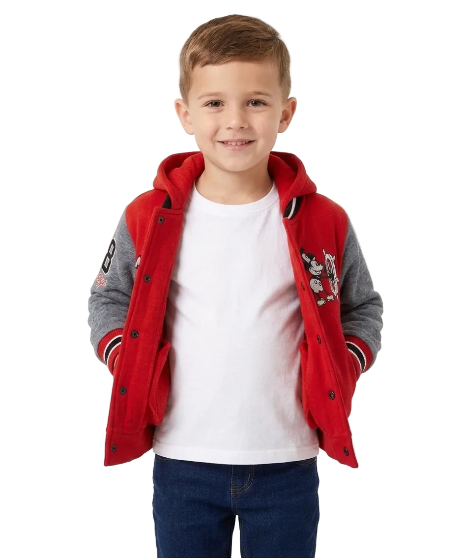 Boys Steamboat Embroidered Varsity Hooded Jacket  - Red (2-4), (S-XL) $9.50-$10.50 Per Piece BJ2458