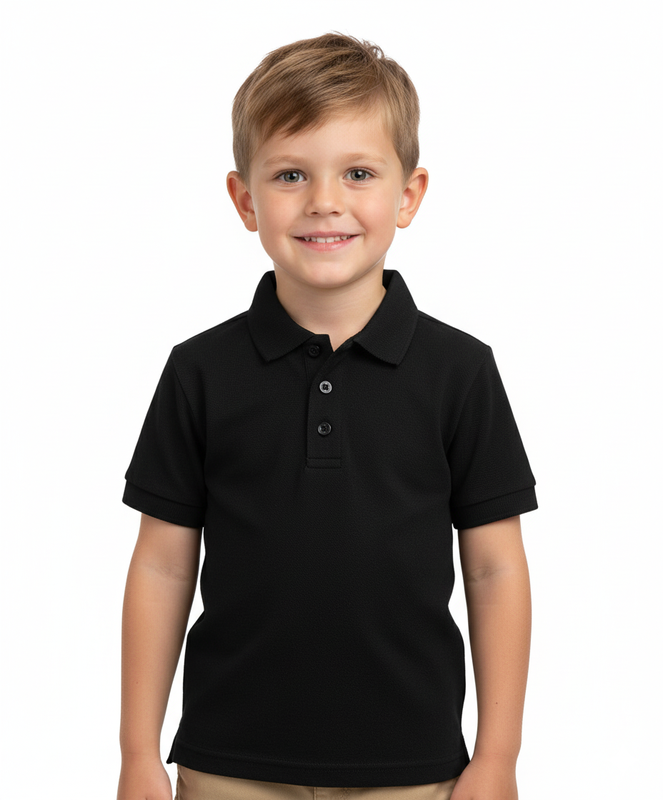 Boys Black Uniform Polo Shirt $5.5-$5.75 Per Piece. BSU01