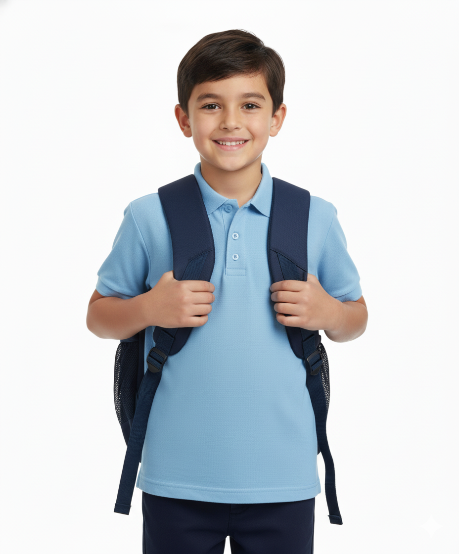 Boys Uniform Polo Shirt Sky Blue $5.5-$5.75 Per Piece