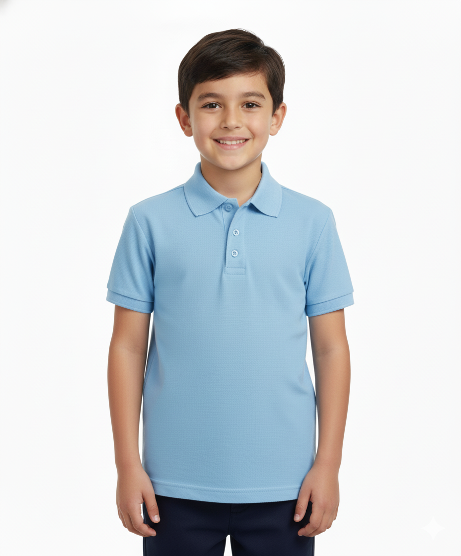 Boys Uniform Polo Shirt Sky Blue $5.5-$5.75 Per Piece