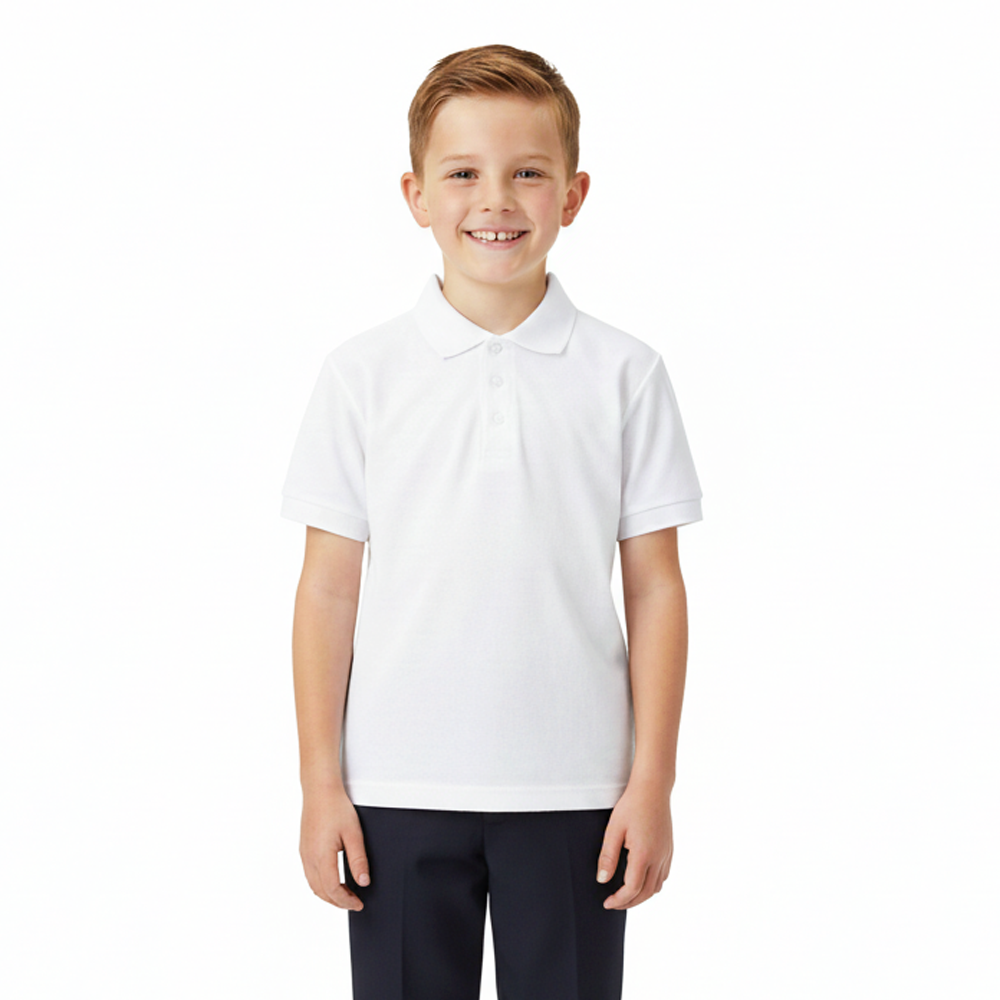 Boys Uniform Polo Shirt White $5.5-$5.75 Per Piece
