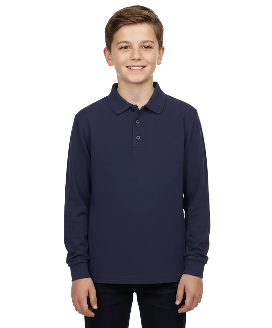 Boys Uniform Long Sleeve Polo Shirt Navy $5.75-$6.00 Per Piece BSU02