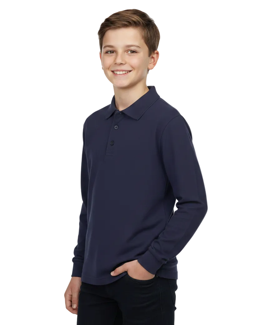 Boys Uniform Long Sleeve Polo Shirt Navy $5.75-$6.00 Per Piece BSU02