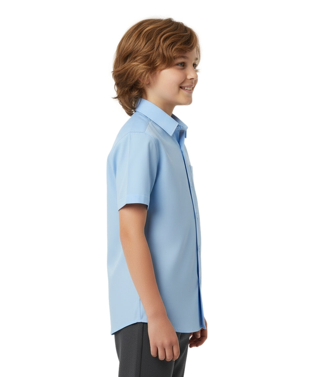 Boys Short Sleeve Button Up Uniform Shirt White, Sky Blue (5-18) $5.75-$6 Per Piece BSU06
