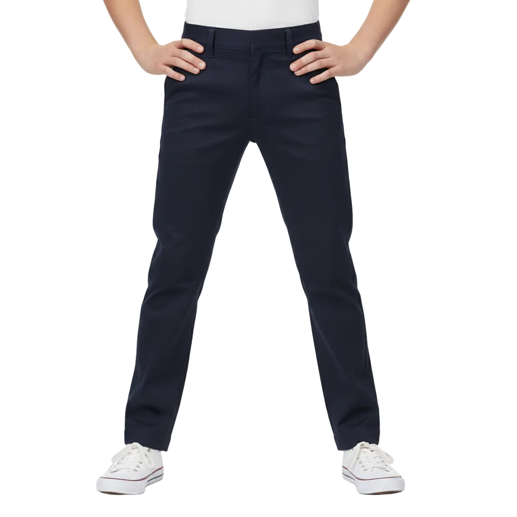 Boy Uniform Twill Pants Navy, Khaki, Black, Grey  (5-18) $8.50 Per Piece BU02