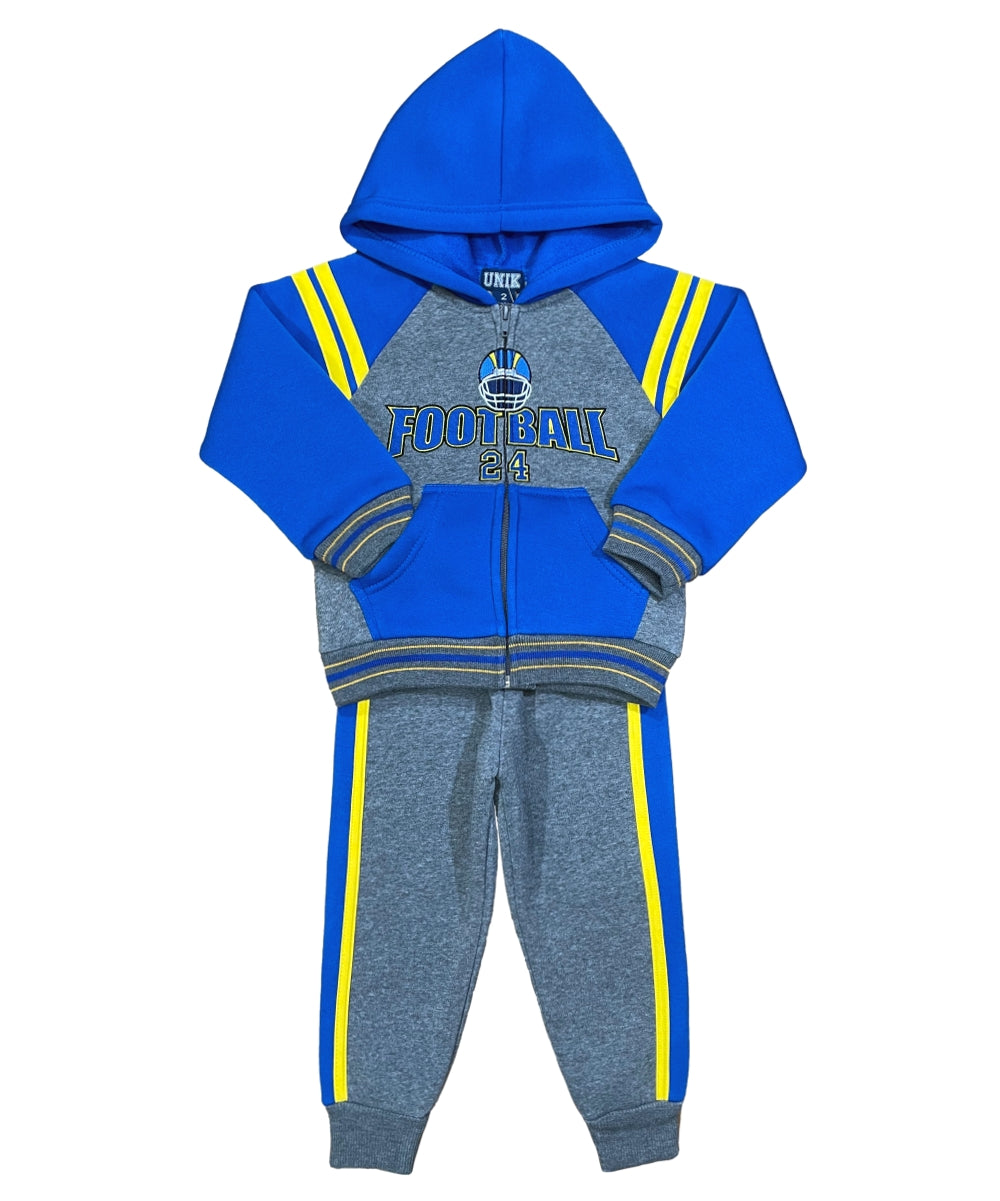 Boy Football Fleece Tracksuit - D. Grey  (2-4) (5-8) (10-14) $10.00 Per Set. BW2340