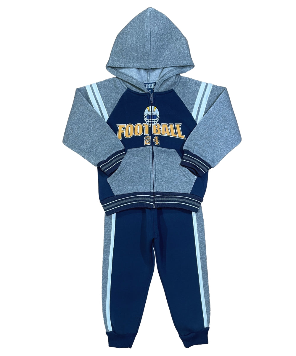 Boy Football Fleece Tracksuit - Navy  (2-4) (5-8) (10-14) $10.00 Per Set. BW2340