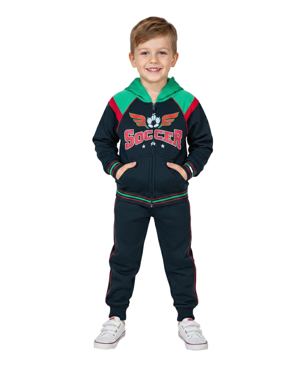 Boy Angel Wings Soccer Fleece Tracksuit 12m-24m ($9) 2-4 ($10) 5-8 ($11) 10-14 ($12) Per Set. BW2342