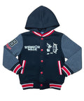 Boys Steamboat Embroidered Varsity Hooded Jacket  - Charcoal (2-4), (S-XL) $9.50-$10.50 Per Piece BJ2458