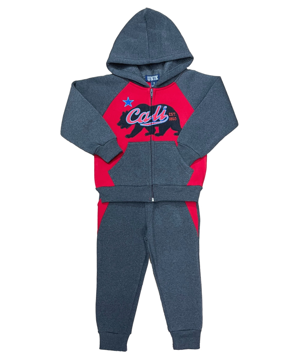 Boy Cali Bear Fleece Tracksuit 12m-24m ($9) 2-4 ($10) 5-8 ($11) 10-14 ($12) Per Set. BW2461