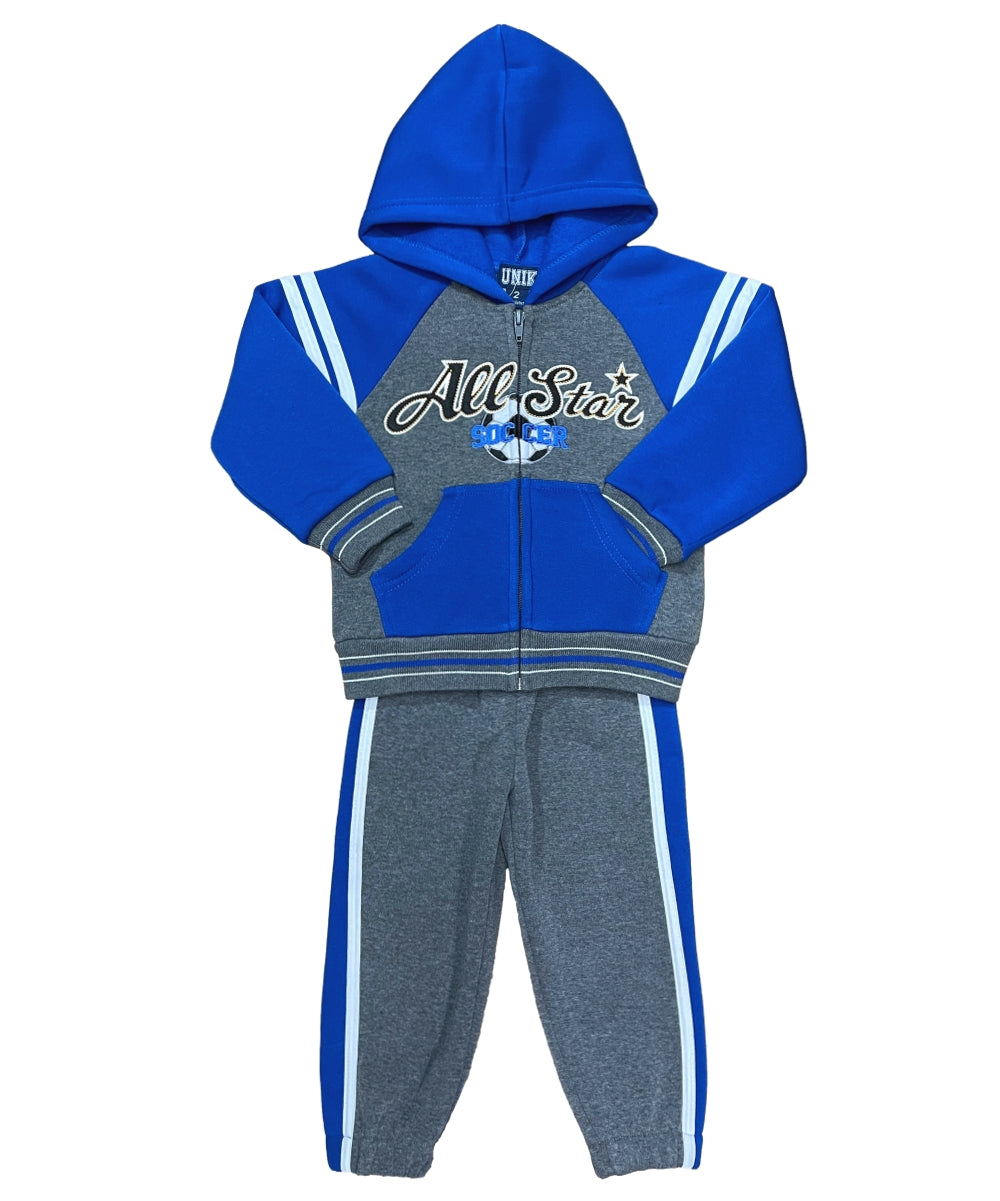 Boy All Star Soccer Fleece Tracksuit 12m-24m ($9) 2-4 ($10) 5-8 ($11) 10-14 ($12) Per Set. BW2462 (Copy)