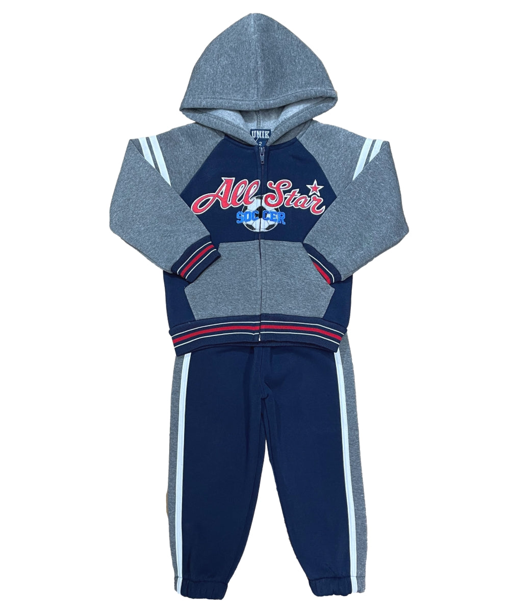 Boy All Star Soccer Fleece Tracksuit 12m-24m ($9) 2-4 ($10) 5-8 ($11) 10-14 ($12) Per Set. BW2462 (Copy)