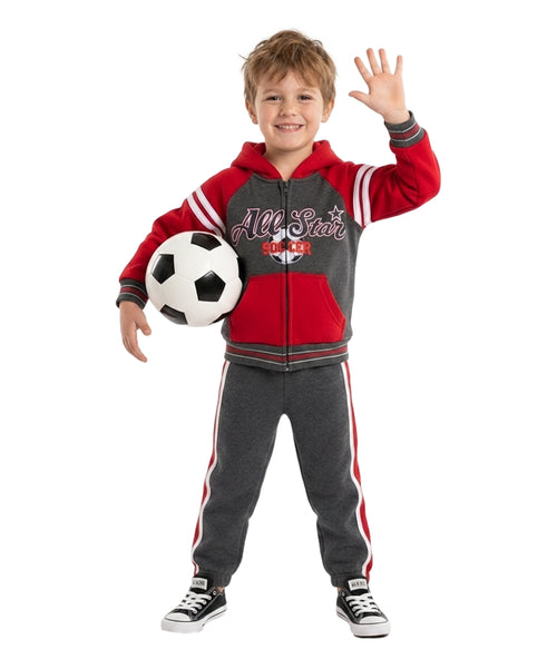 Boy All Star Soccer Fleece Tracksuit 12m-24m ($9) 2-4 ($10) 5-8 ($11) 10-14 ($12) Per Set. BW2462 (Copy)