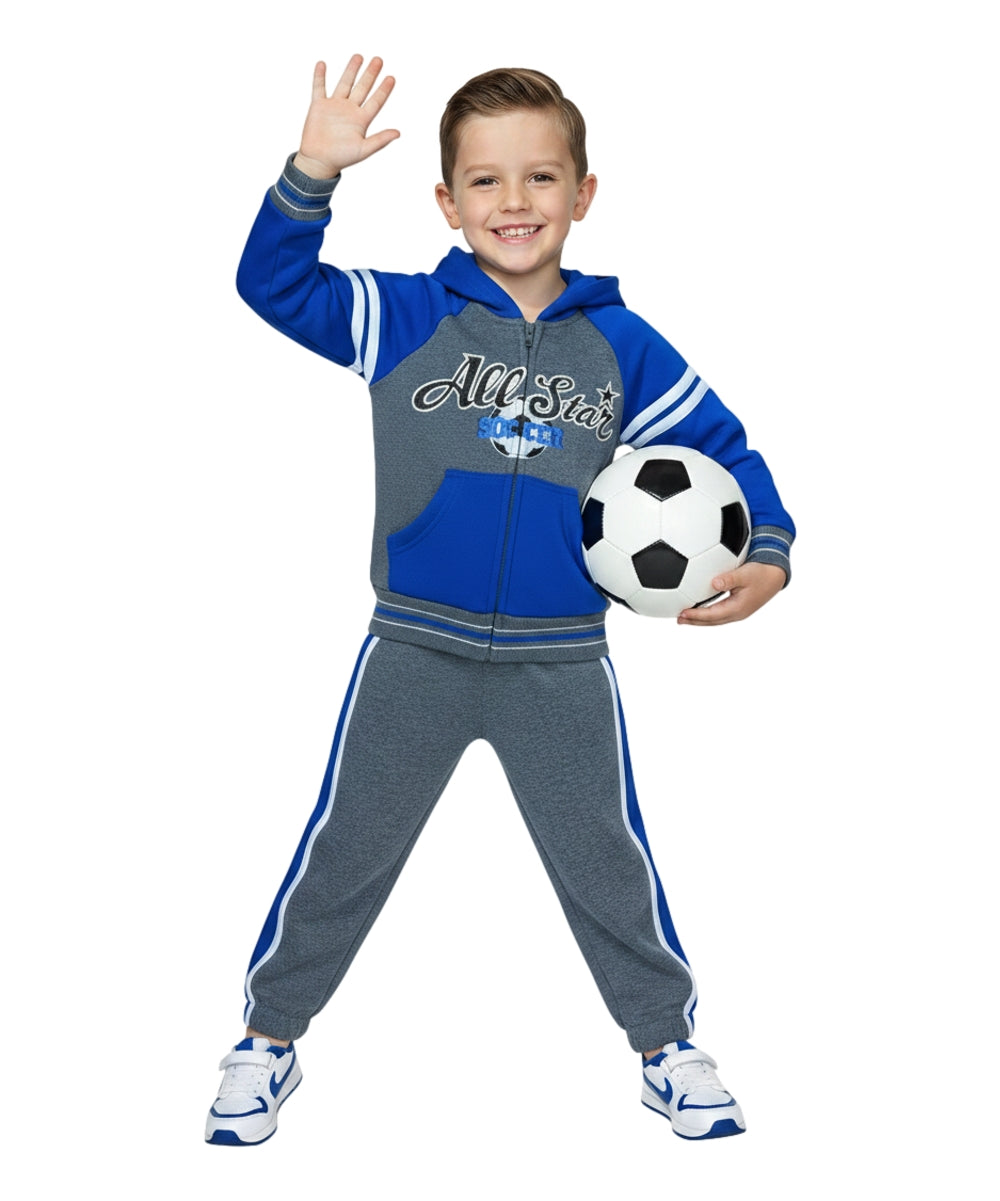 Boy All Star Soccer Fleece Tracksuit 12m-24m ($9) 2-4 ($10) 5-8 ($11) 10-14 ($12) Per Set. BW2462 (Copy)