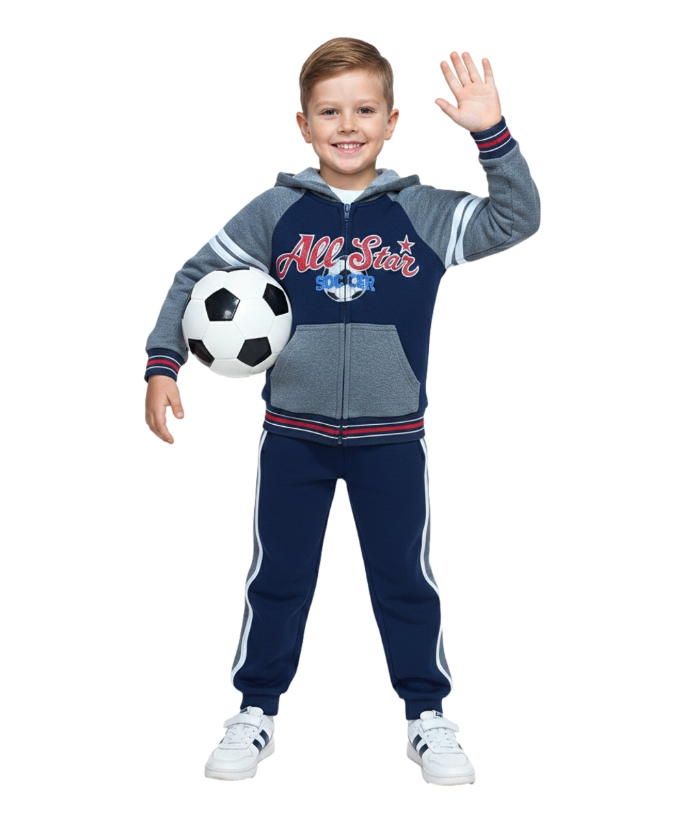 Boy All Star Soccer Fleece Tracksuit 12m-24m ($9) 2-4 ($10) 5-8 ($11) 10-14 ($12) Per Set. BW2462 (Copy)