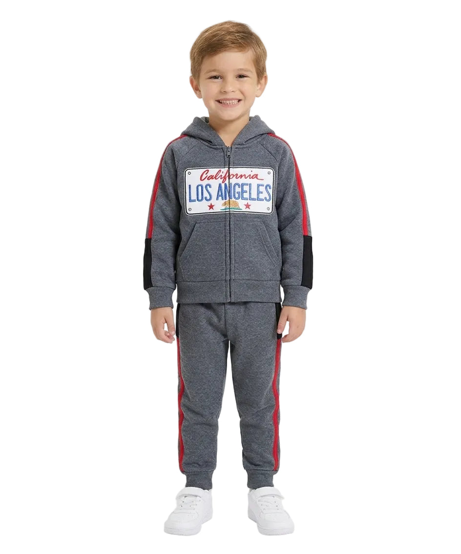 Boy Los Angeles Fleece Tracksuit - D. Grey  (12-24)$11.00 (2-4)$12.00 (5-8)$13.00  (10-14)$14.00 Per Set. BW2586