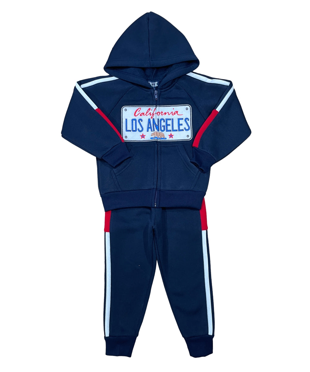 Boy Los Angeles Fleece Tracksuit - Navy  (12-24)$11.00 (2-4)$12.00 (5-8)$13.00  (10-14)$14.00 Per Set. BW2586