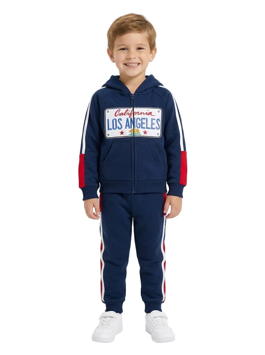 Boy Los Angeles Fleece Tracksuit - Navy  (12-24)$11.00 (2-4)$12.00 (5-8)$13.00  (10-14)$14.00 Per Set. BW2586