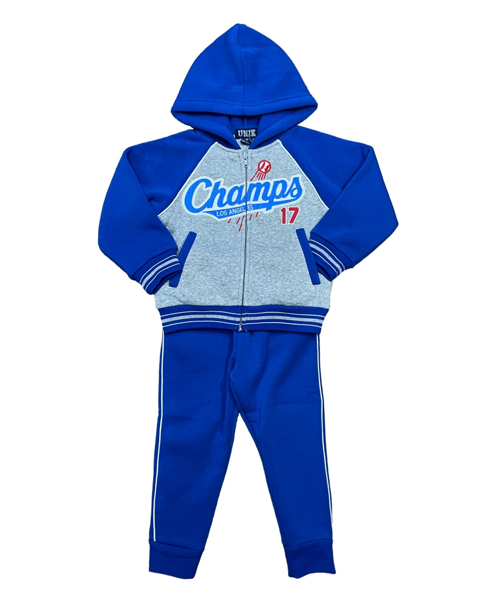 Boy Champs Fleece Tracksuit - L. Grey  (12-24)$11.00 (2-4)$12.00 (5-8)$13.00  (10-14)$14.00 Per Set. BW2655