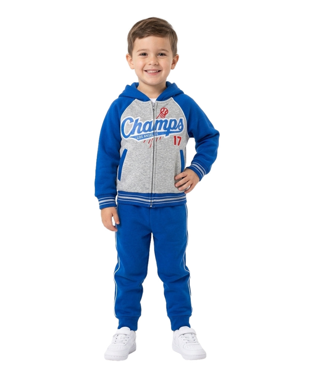 Boy Champs Fleece Tracksuit - L. Grey  (12-24)$11.00 (2-4)$12.00 (5-8)$13.00  (10-14)$14.00 Per Set. BW2655
