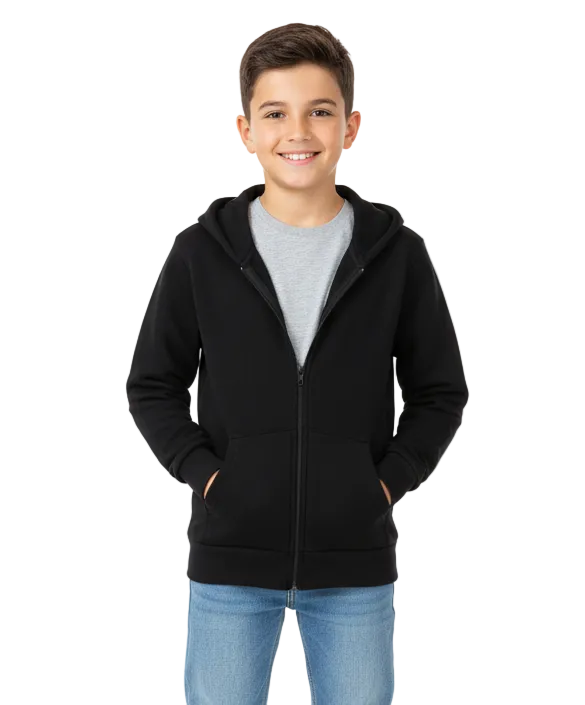 Premium Fleece Zip UP Hoodie - Black (4/5-16) 8.25 Per Piece BWU11