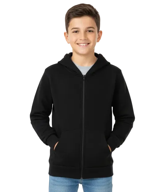Premium Fleece Zip UP Hoodie - Black (4/5-16) 8.25 Per Piece BWU11