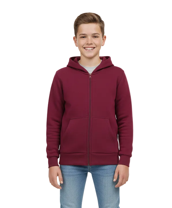 Fleece Zipper Hoodie Burgundy - Unisex (4/5-16) 8.25 Per Piece BWU11
