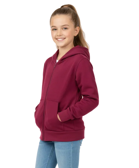 Premium Fleece Zip UP Hoodie - Burgundy (4/5-16) 8.25 Per Piece BWU11
