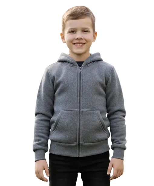 Premium Fleece Zip UP Hoodie - D. Grey (4/5-16) 8.25 Per Piece BWU11