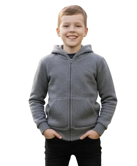 Premium Fleece Zip UP Hoodie - D. Grey (4/5-16) 8.25 Per Piece BWU11