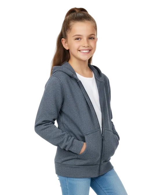 Premium Fleece Zip UP Hoodie - D. Grey (4/5-16) 8.25 Per Piece BWU11