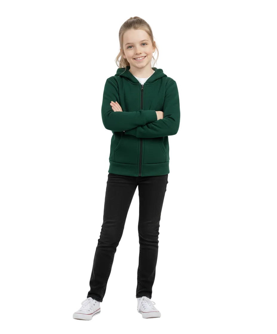 Fleece Zipper Hoodie Hunter Green - Unisex (4/5-16) 8.25 Per Piece BWU11