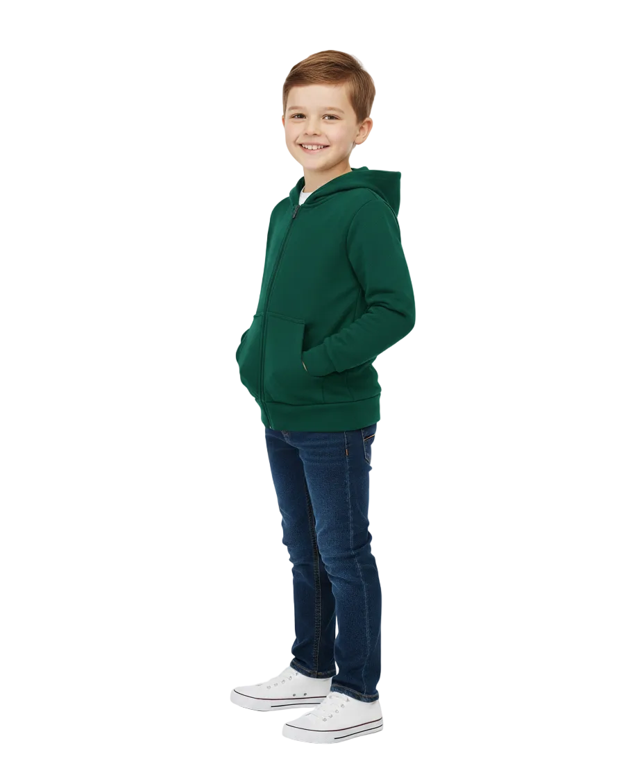 Fleece Zipper Hoodie Hunter Green - Unisex (4/5-16) 8.25 Per Piece BWU11