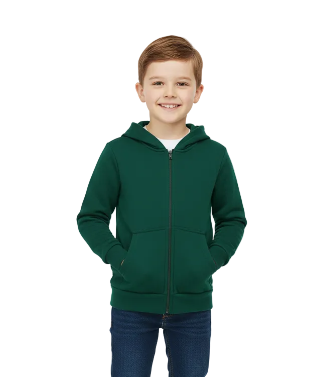 Fleece Zipper Hoodie Hunter Green - Unisex (4/5-16) 8.25 Per Piece BWU11