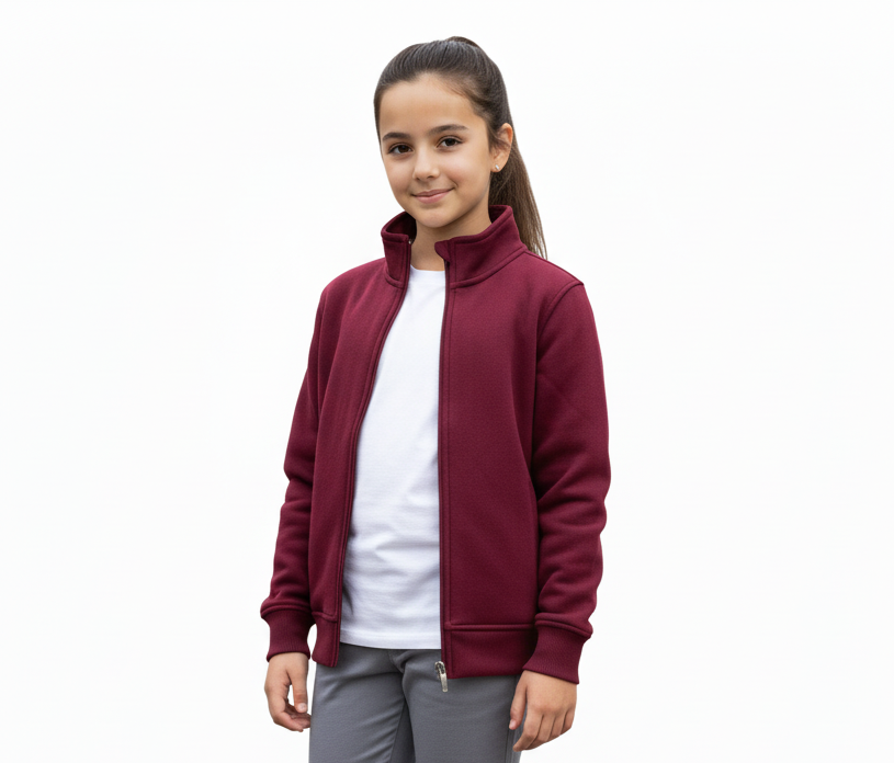 Fleece Zipper Jacket Burgundy - Unisex (4/5-16) 8.25 Per Piece BWU12