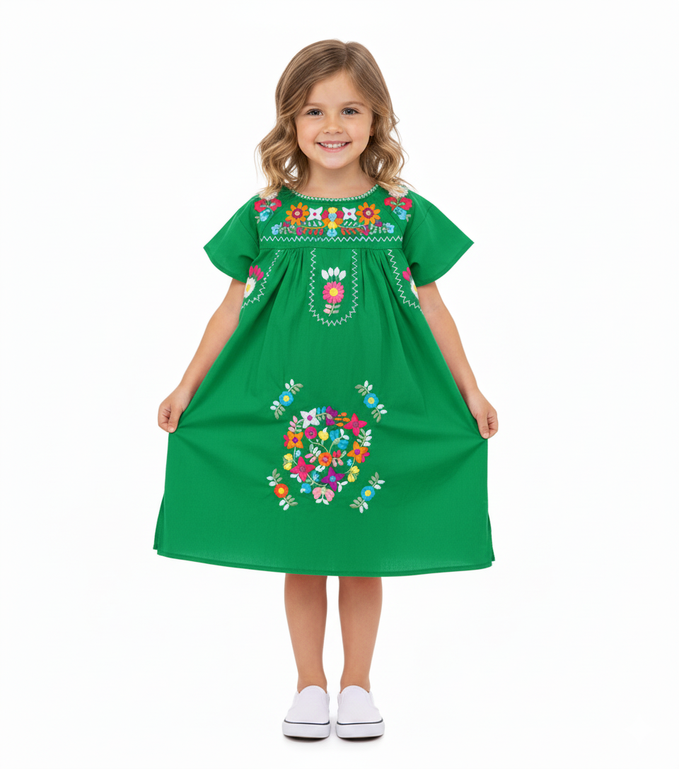 Traditional Mexican Girl Embroidered Dress 2-4, 5-8, 10-14.  $10 Per Piece. DR1948