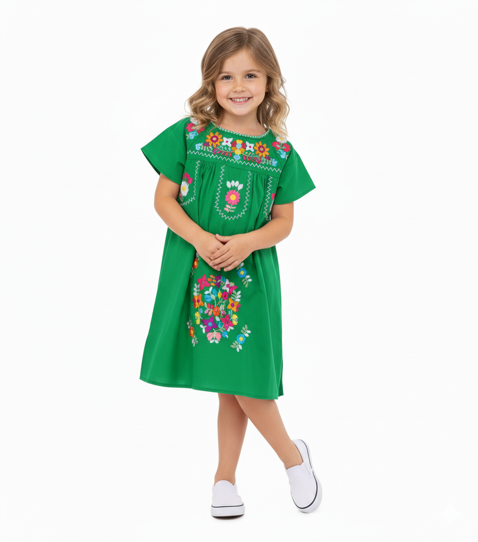 Traditional Mexican Girl Embroidered Dress 2-4, 5-8, 10-14.  $10 Per Piece. DR1948