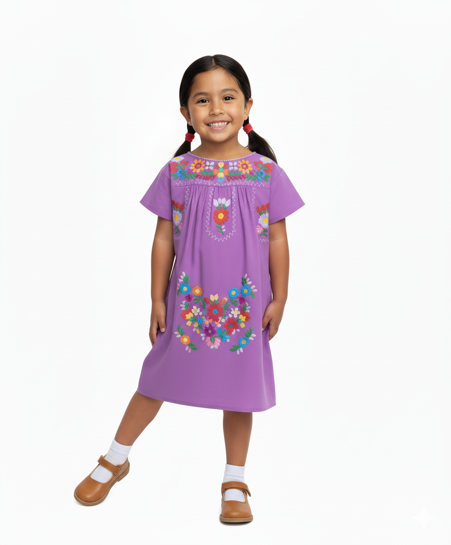 Traditional Mexican Girl Embroidered Dress 2-4, 5-8, 10-14.  $10 Per Piece. DR1948