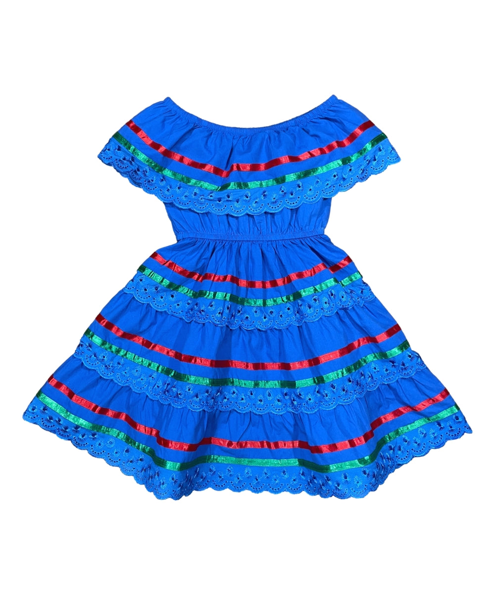 Girl's Royal Blue Traditional Mexican Dress with Lace Trims (2-4) (5-8 – unik Wholesale Girl's Royal Blue Traditional Mexican Dress with Lace Trims (2-4) (5-8 – unik Wholesale